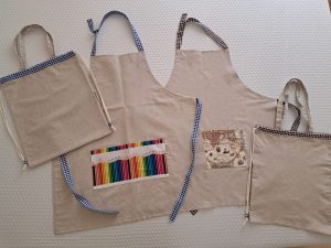Conjunto delantal de arte y tote bag 2 en 1 a juego
