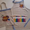 Conjunto delantal de arte y tote bag 2 en 1 a juego con diseño pintado a mano