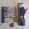 Kit cuaderno 19x19 papel motivo pinceles, porta pinceles enrollable y apoya pinceles